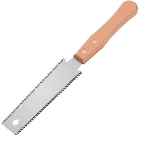 Petite scie à main japonaise pour couper le bois, scie à tirer à double tranchant avec 11/17 TPI, lame en acier SK5 et poignée en hêtre, scie japonaise à dents fines pour le travail du bois pour la