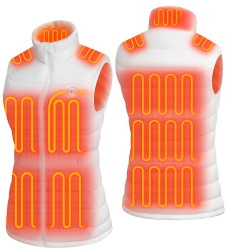 XINSONYUELL Chaleco térmico para mujer con banco de energía, chaleco calefactable ajustable para mujer con 15 zonas de calentamiento, chaleco térmico con interruptor inteligente 5 en 1 para exteriores