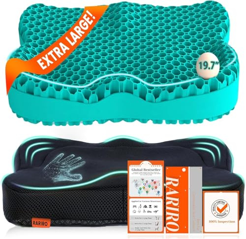 Cuscino per Seduta in Gel, Extra 50 cm di Imbottitura per Sedia a Rotelle, Morbidi Cuscini per Auto, Sedia da Ufficio per Alleviare il Dolore al Coccige e alla Sciatica, Cuscino Ergonomico