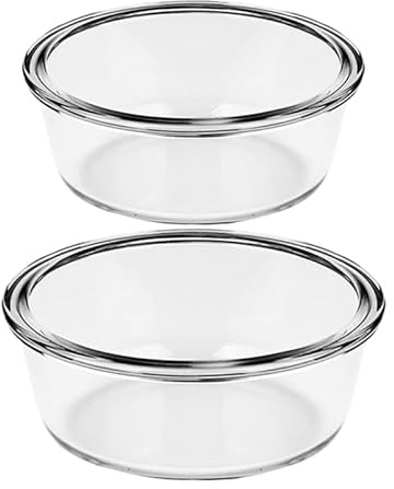 JECOMPRIS 2 pezzi Ciotole in Vetro Temperato Resistenti al Calore per Friggitrice ad Aria Forno e Preparazione Cucina Design Moderno per Insalate Cottura e Porzioni Controllate