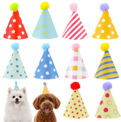 10pcs Partyhüte, Partyhüte für Kuscheltiere, Kleine Party hüte Kuscheltiere, Perfekt für Geburtstagsfeiern, Plüschtiere und Erwachsene