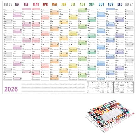 Calendario de pared para 2026 en formato póster - Accesorios para planificar citas | Calendario planificador de enero a diciembre de 2026,Para dormitorio, viajes, trabajo, apartamento, dormitorio