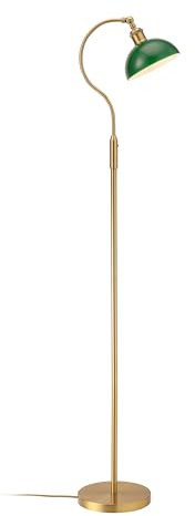 O’Bright Heritage - Banker’s Floor Lamp, 3-Level Touch Dimming, Adjustable Tilt Shade, Removable Lampshade Design, E26 Socket with 6W Dimmable LED Bulb, Green Glass Shade, Antique Brass