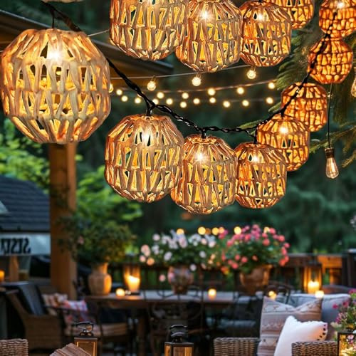 Lotvic Catena Luminosa Esterno Solare, Solare Luci da Esterno Giardino Solari con 10 LED Lanterna di Corda, IP44 Impermeabile Catena Luminosa per Terrazzo, Balcone (rotondo)
