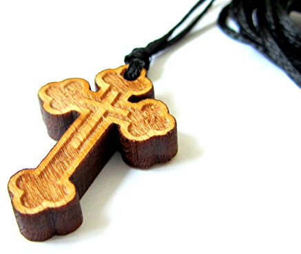 IconsGr Christlich-orthodoxe religiöse Anhänger Halskette mit Holzkreuz / 59, Holz