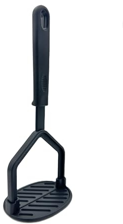 TIJAR Nonstick Potato Masher Utensil - Flat Pack Design for Easy Storage - Hard Wearing Black Nylon Masher Head. Ergonomic Handle, Heat Resistant to 210°C. Integrated Storage Hole