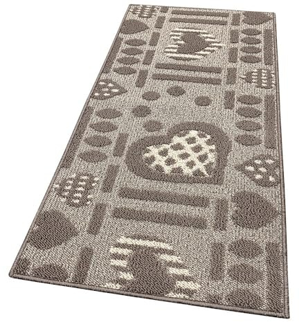 emmevi Tappeto Cucina Antiscivolo Cuori 3D Lavabile Moderno Varie Misure MOD.Clelia Dis.A 50X75 Beige