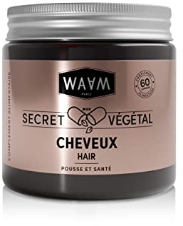 WAAM Cosmetics – Mon Secret Végétal Cheveux – Compléments alimentaires – Ingrédients d’origine naturelle - Pousse et beauté des cheveux – Vegan – 60 capsules