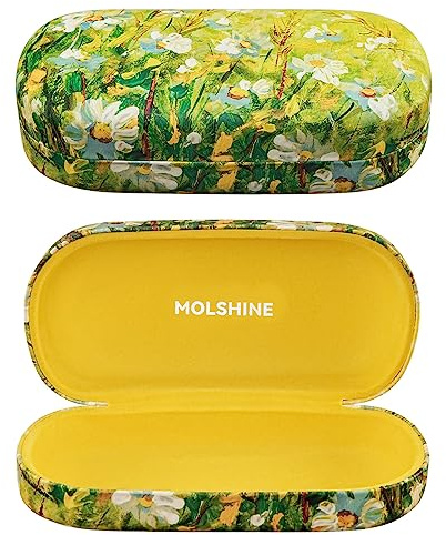 molshine Hard Shell Sunglasses Case,Classic Large Glasses Case for Women Men,Sunglass Eyeglasses (Yellow Daisy)