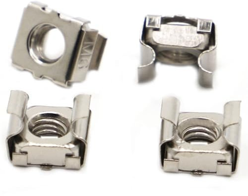 Quartett-Schwimmmutter M4 M5 M6 M8 M10, vernickelte Kassetten-Käfigmuttern aus Kohlenstoffstahl mit elastischem Gehäuse(Size:M6 10pcs)