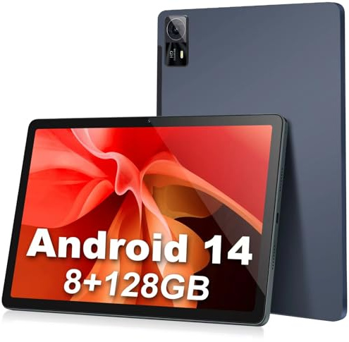 zcobro Android 14 Tablet 11 Zoll 8GB+128GB(1TBErweiterbar) WiFi Gaming Tablet PC mit Hülle, Eye-Care-Modus IPS-Display 8000mAh Dual Kamera 13MP+5MP GMS Certified Widevine L1, Grau