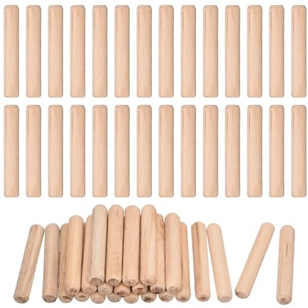QUARKZMAN 120 Pcs Clavijas De Madera 10x60mm(0.39x2.36) Extremos Biselados Y Estriados Clavijas De Madera Seca Dura Para Carpintería Muebles Estantería