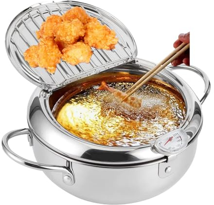 Friteuse Tempura, Poêle Tempura de Style Japonais Friteuse Japonaise avec Thermomètre,Poêle À Frire pour Poulet,Frites