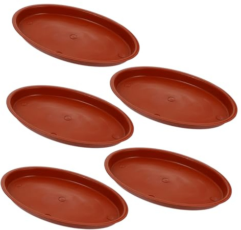 Supvox 5 Stück Teiliges Ovaler Kunststoff Blumentopfuntersetzer Rote Pflanzenschalen Leicht und Langlebig für Blumentöpfe und Pflanzgefäße Innenmaß