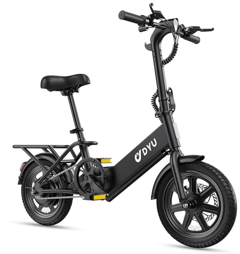 DYU Electric Bike for Adults Teens, Folding Electric Bicycle,Commuter City E-Bike with 350W Motor and 36V 7.8Ah Battery,3 Levels Assist, Dual Disc Brakes