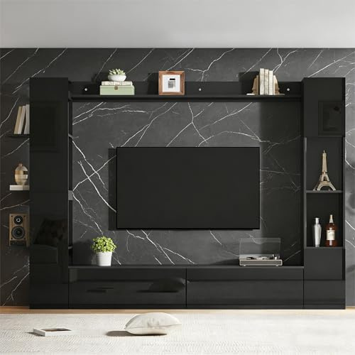 YuQozii, mobile soggiorno, vetrina con apertura porta intercambiabile, (Set, 4-pz), mobile soggiorno compatto con ampio spazio di archiviazione, armadio TV, vetrina, armadio di stoccaggio, specifico