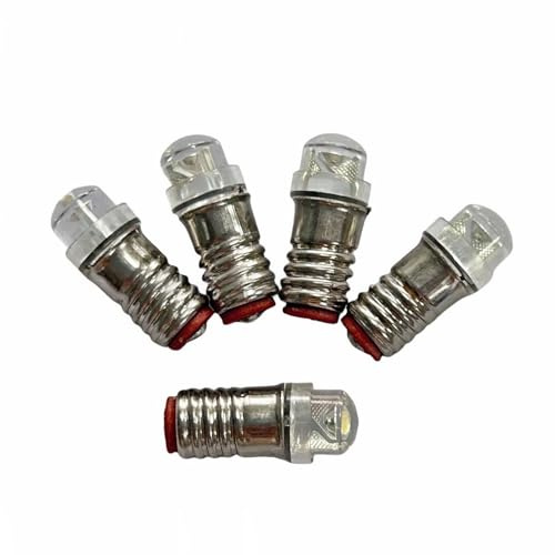 MEPXNHQLWEB Micro ampoule indicateur LED E5.5/E5, basse tension 12V, blanc chaud, Mini lampe, éclairage de modèle à monter soi-même, paquet de 10(White)