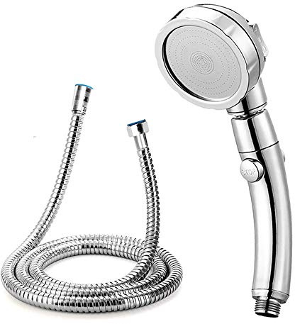GENMAIGOU Modern 3-Setting Detachable Shower Head with 59-Inch Hose, High Pressure Water Saving, 360 Rotating Adjustable Handheld Shower Head with ON/OFF Switch and 3 Spray Modes, Chrome Finish