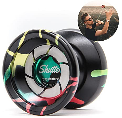 YoyoFactory Shutter Yoyo - Negro Splash (Yo-Yo del Campeón del Mundo, Cuerda e Instrucciones Incluidas)