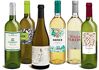 DELINAT – Weinpaket Die beliebtesten Weißweine aus ganz Europa, Probierset, trocken, vegan, 6 Fl. Biowein à 0.75 l