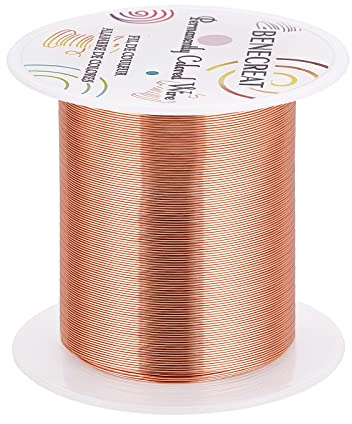 BENECREAT Filo per Gioielli da 0,4 mm, 120 m, in Rame, Resistente all'ossidazione, per Gioielli e Artigianato, Colore Rame