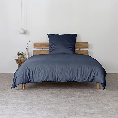 AGA.PIE Bambus Lyocell Bettwäsche-Set 135x200 + 80x80 cm - Dunkel-Blau, 100% Bio Oeko-Tex 100, für Allergiker, Antibakteriell, Ganzjahres-Bettwäsche, Atmungsaktiv, Geruchshemmend, Besonders sanft