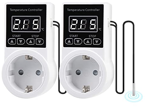 Régulateur de température Interrupteur de température 230 V avec capteur, thermostat étanche, prise thermostatique intelligente, pour serre, terrarium, aquarium,