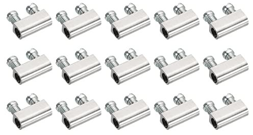 PATIKIL Steel Wire Rope Cable Clamp, 15 Pack M3 Double Hole Wire Rope Clips 3.0mm Line Hole with End Screw Stopper Silver Tone