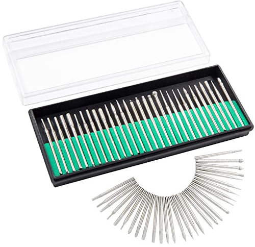 Treki 30Pcs Fraise Diamant 3mm Foret Fraise Diamantée Tige Forets Rotatifs pour Verre Pierre Précieuse Métal Meulage Bijoux Rotatif de Gravure Outil Accessoire d'Outil Rotatif