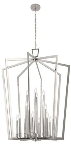 KICHLER Abbotswell 36.75 Updated Traditional 16 Light Foyer Pendant Ceiling Light Fixture with Open Cage Design in Polished Nickel for Foyer, Dining Room or Living Room (36.75x36.75x49) 43499PN