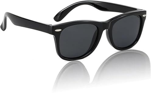 DRERIO Kinder Sonnenbrille Mit Flexiblem Rahmen - Polarisierte UV-Schutz Brille für Jungen und Mädchen 3-8 Jahre - Silikon Rahmen (Schwarz)