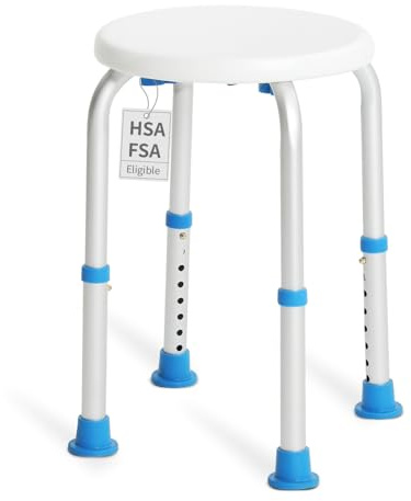 SOUHEILO Adjustable Shower Chair for Inside Shower, HSA/FSA Eligible Round Shower Stool for Inside Bathtub, Tool-Free Shower Seat for Elderly/Senior/Disabled/Pregnant