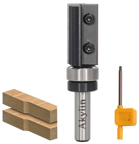 AKYLIN Piastre reversibili, fresa a filo 8 mm, lama in metallo duro sostituibile a 4 lati, fresa a filo con cuscinetti a sfera, fresa per legno per la lavorazione dei bordi