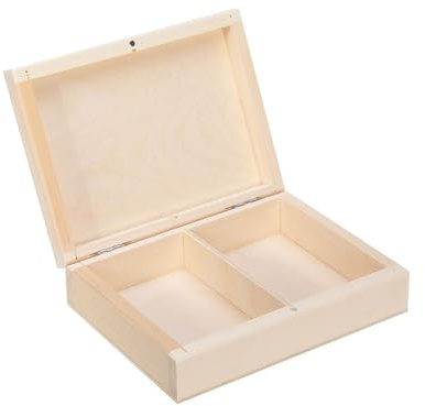 Wooden World - Caja pequeña de madera con tapa magnética para guardar objetos pequeños o anillos de boda 12 x 8 cm