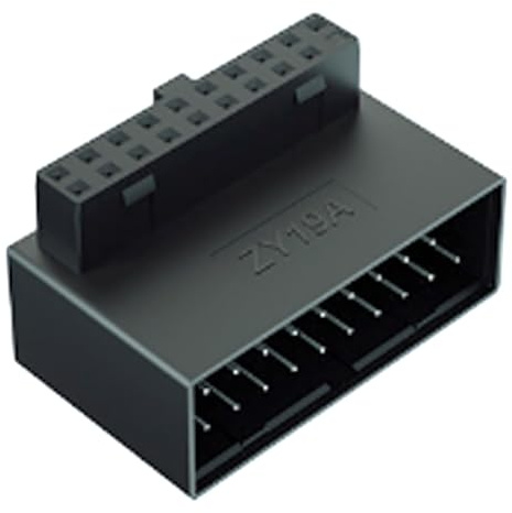 WLGQ Adaptador de extensión USB 3.0 en ángulo recto de 90 grados, 19/20 pines macho a hembra, conector de placa base para gestión optimizada de cables y montaje de PC sin esfuerzo (A)