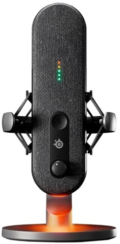 SteelSeries Alias USB Mic for PC — 3x Bigger Capsule for Gaming, Streaming and Podcasting — Sonar for Streamers Audio Software — AI Noise Cancelling — LED (Renewed)