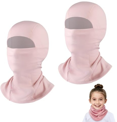 Casenly 2 Stück Sturmhaube Kinder Winter, Balaclava Skimaske Warm Winddicht Gesichtsmaske Skimaske Sturmmaske mit Halswärmer für Jungen Mädchen Helmmütze Kinder für Skifahren Fahrrad Sports, Rosa