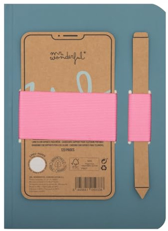 Mr. Wonderful - Quaderno A5 con supporto per il cellulare - Only good notes - Quaderno formato A5 con rilegatura cucita e copertine rigide