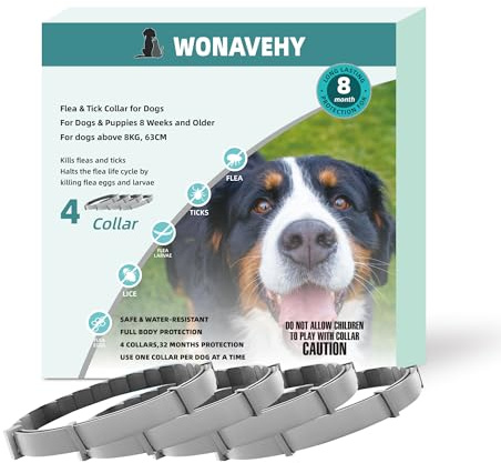4 Pack Zecken- & Flohschutz Halsband Hunde Flohschutzhalsband für Hunde Zeckenhalsband Flohhalsband Schutzhalsband gegen Flöhe 8 Monate Schutz 63 cm verstellbar für alle Größen