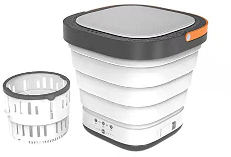Mini lavatrice portatile e asciugatrice centrifuga, compatta, pieghevole, da viaggio, per campeggio, camper, piccoli spazi, vestiti per bambini, calzini e asciugamani (colore bianco)