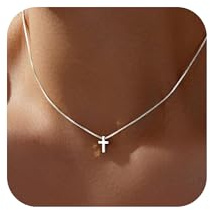 SLOONG Kreuz Kette Damen Silber Choker Kette mit Kreuz Anhänger Kreuzkette Silberkette Cross Jesus Halskette Damen Silber 925 Christentum Schmuck Geschenke für Frauen Mädchen