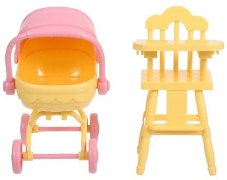 JOINPAYA Miniature Doll Accessories with Realistic Stroller and Highchair Compact Pretend Play Nursery Furniture for Dollhouses Space Saving Design for Imaginative Play