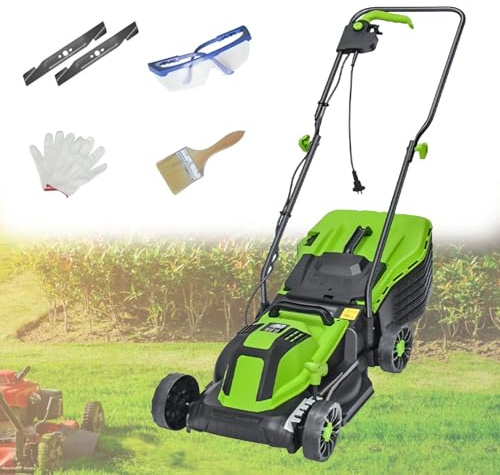 HandgräSklippare, Sladdansluten Elektrisk VertikalskäRare, Med 45 Liters UppsamlingspåSe, 5-Stegs Djupjustering, FöR GräSmattor Och TräDgåRdar 2100W/32CM-Cord0M