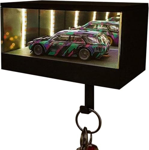 Infinity Garage nyckelhållare med LED, väggfäste med 3D-tunnel-ljuseffekt för bilnycklar, upplyst nyckel, arrangör för ytterdörr, hall eller garage, cool dekoration, present för män