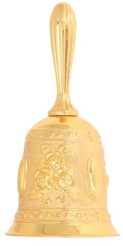 FOMIYES Campanello da Tavolo in Metallo Dorato Suono Chiaro, Campana a Mano per Ristorante, Bar e Reception, Decorazione Vintage Resistente alla Ruggine, Pratica Campana di Servizio