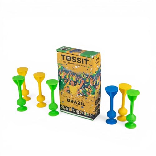 TOSSIT Jeu Fléchette Ventouse, Pétanque Intérieur Extérieur pour Sol et Mur, Silicone Puissant et Durable, World Football Edition