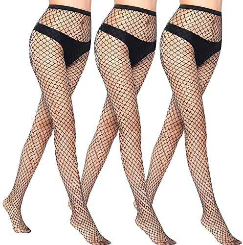 Libella 3pcs Netzstrumpfhose schwarz Damen fishnet stockings Netz Strumpfhosen Damen Sexy Netzstrümpfe Damen Mittelgroßes Netz 27219