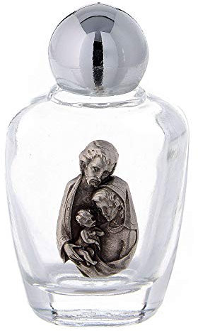 Holyart Bottiglietta acquasanta vetro placca 15 ml Sacra Famiglia (CONF. 50 PZ)