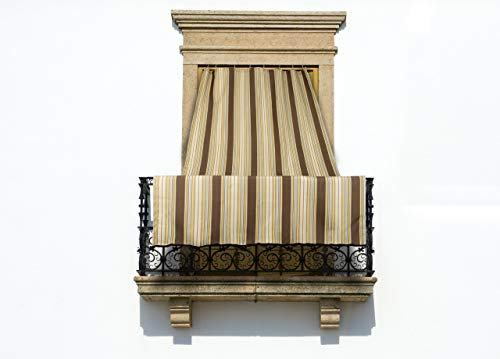 BIANCHERIAWEB Toldo Parasol con Forma de Cascada de 145 x 350 cm, Estampado a Rayas marrón, toldo con Anillas para Exteriores, Resistente a los Agentes atmosféricos, Tela Lavable