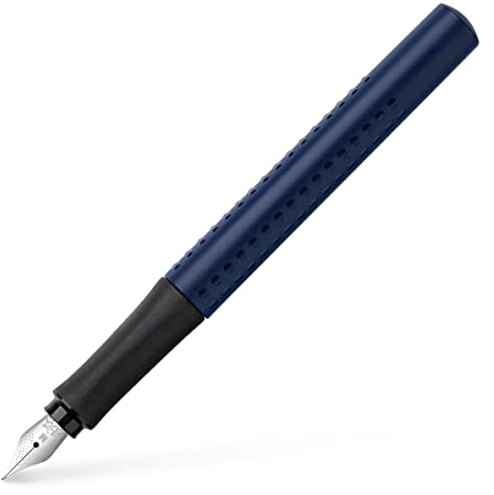 FABER-CASTELL 140804 - moderner Füller Grip 2011 mit Ergonomisches Design und Hochwertige Konstruktion, Füllfederhalter mit Feder M, Nachfüllbar inkl. Tintenpatrone - klassik blau, 1 Stück